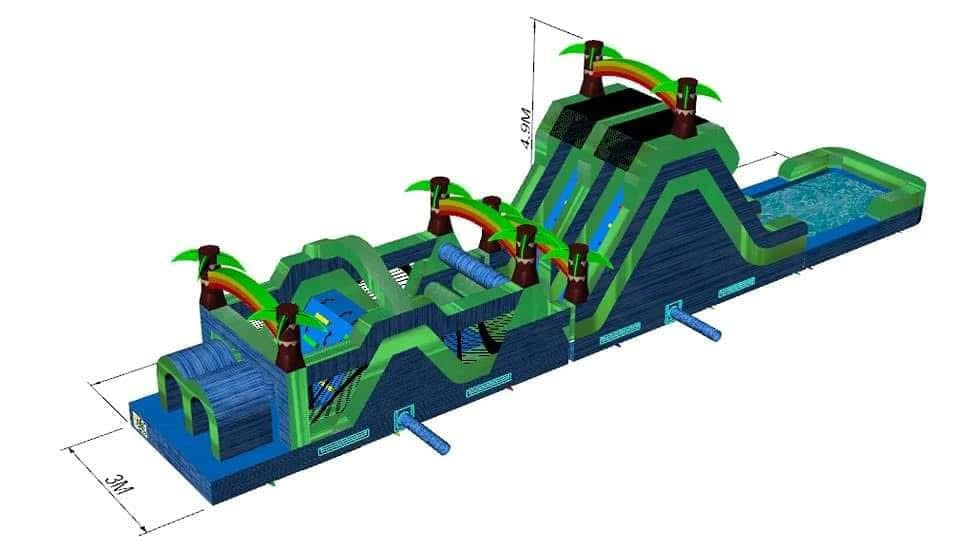 Obstacle Course With Double Slide and pool Wet or Dry use