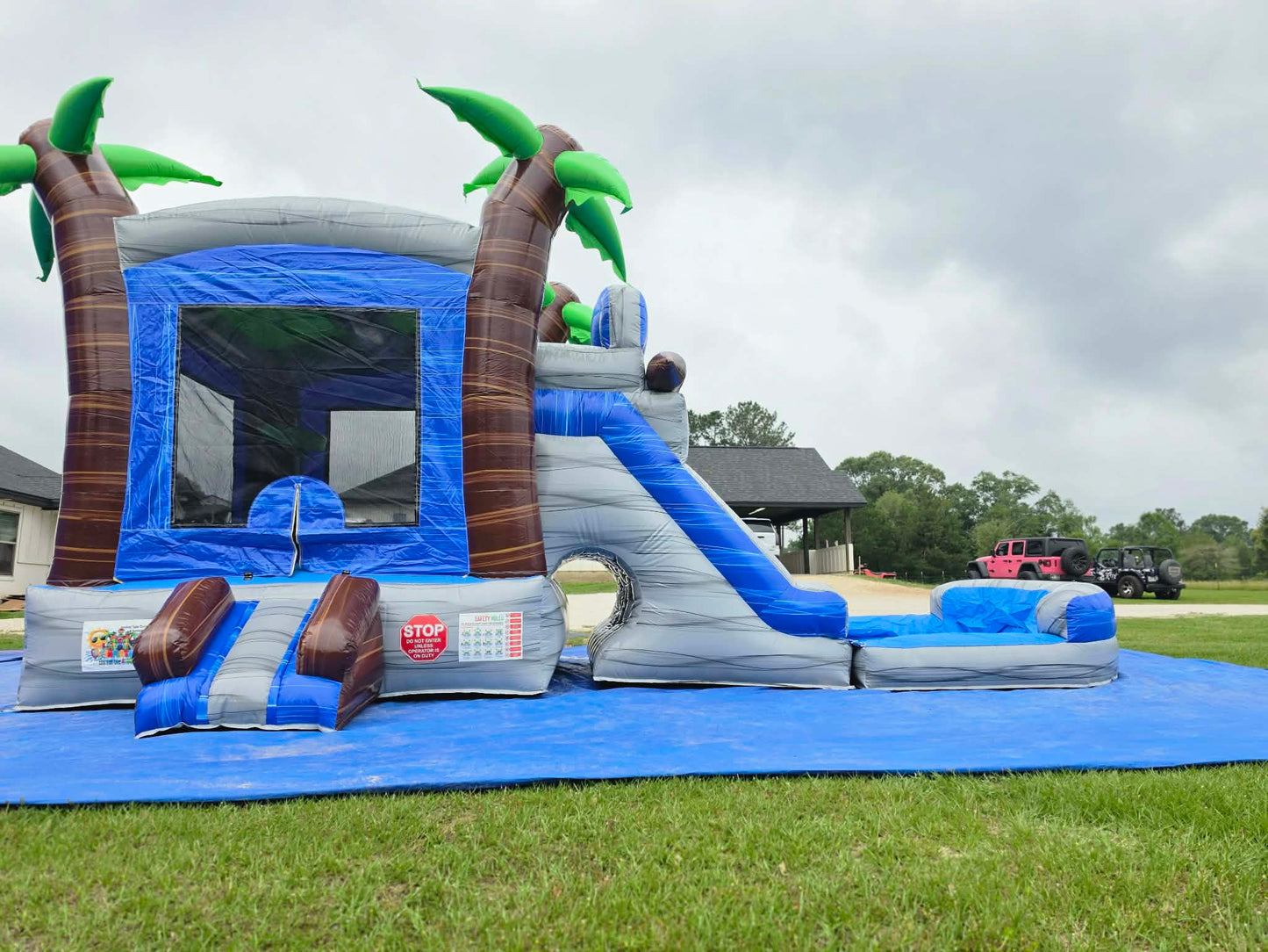 Blue Lagoon Bounce House with dual slides + pool