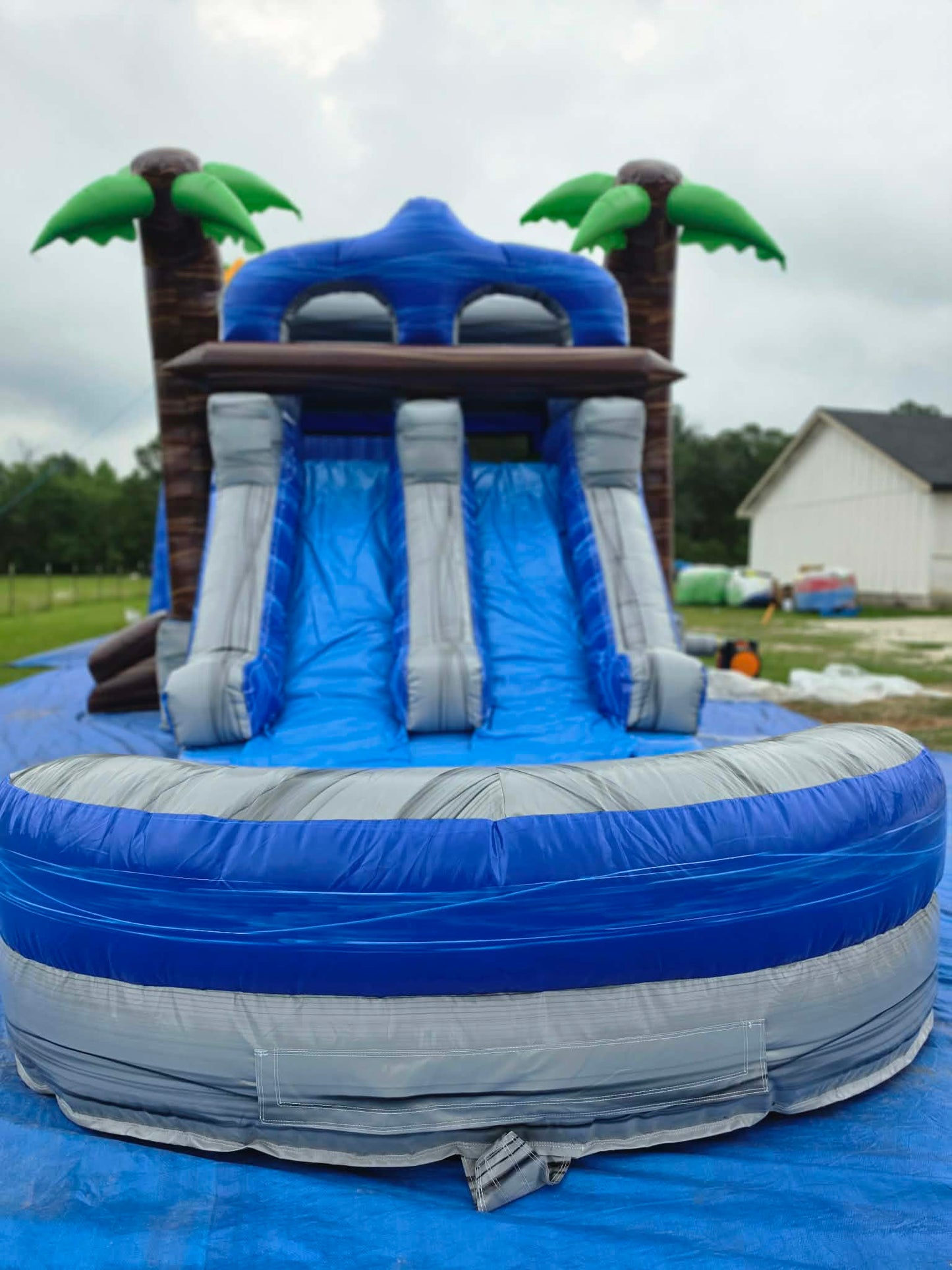 Blue Lagoon Bounce House with dual slides + pool